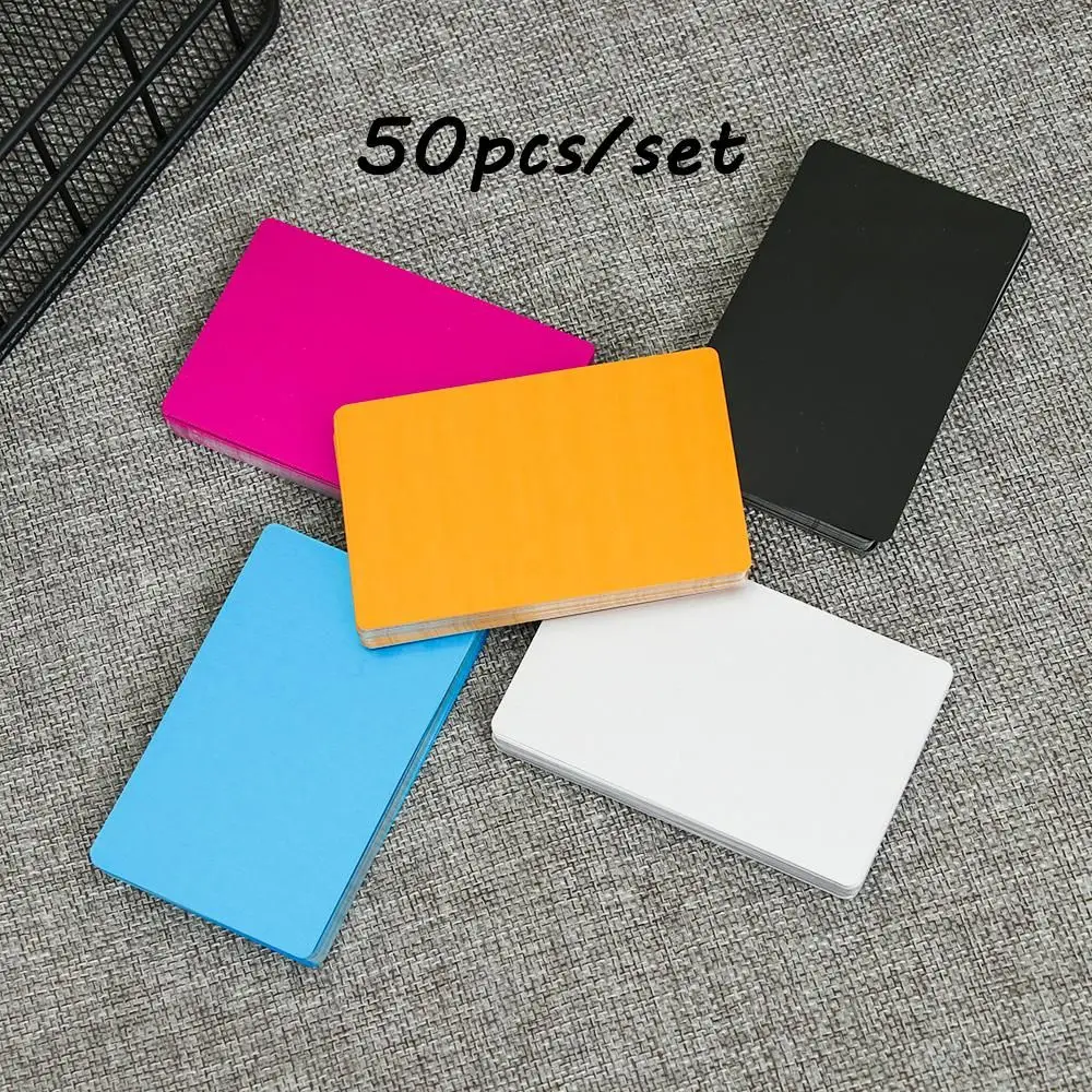 50 Pcs/Set Art Craft Laser Engraving Smooth Aluminum Name Cards Metal Carte Blank Business Card