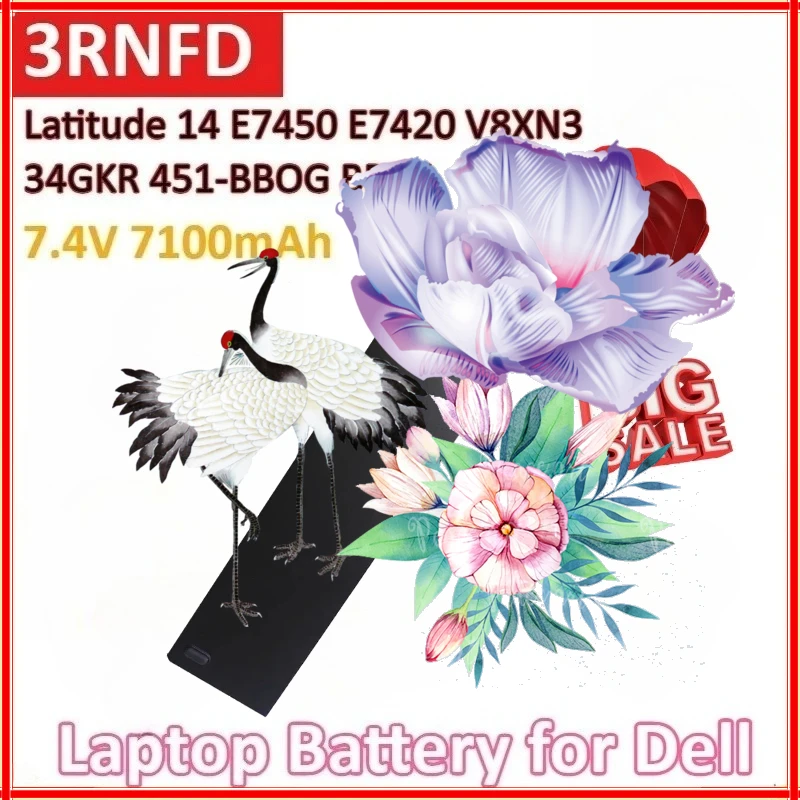 

New 3RNFD 7.4V 7100mAh 54Wh for Dell Latitude 14 E7450 E7440 E7420 Series V8XN3 34GKR 451-BBOG BBFV High-Capacity Laptop Battery