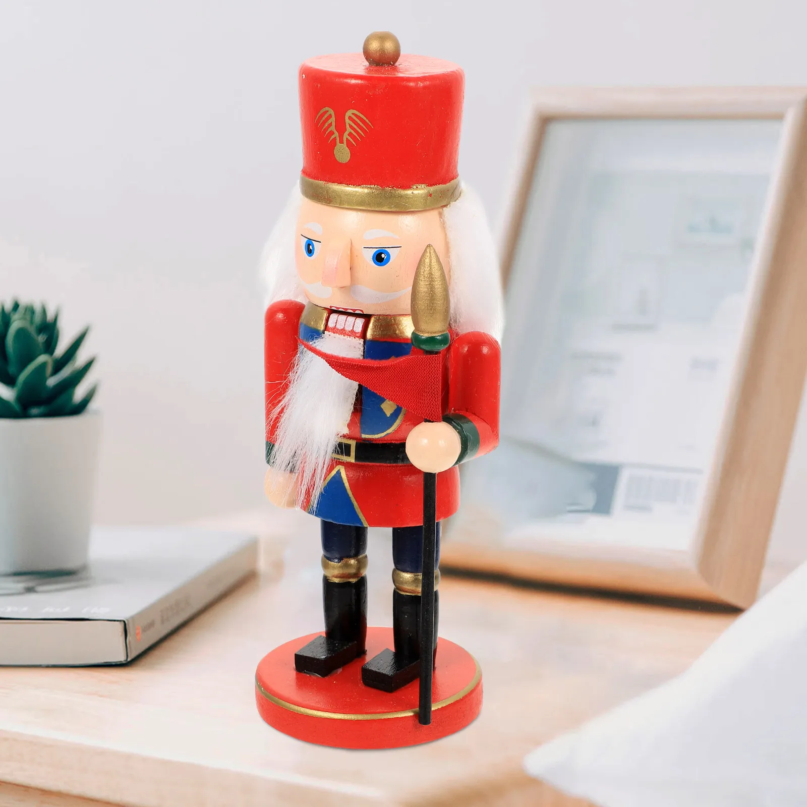 

Christmas Nutcracker Soldier Wooden Ornament Festive Holiday Decoration Desktop Tabletop Xmas Decor Traditional Nutcracker