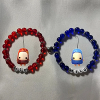 Handmade Red and Blue Beaded Bracelet | Y2K Celebrity Charm Jewelry | Alphabet Personalized Bracelet