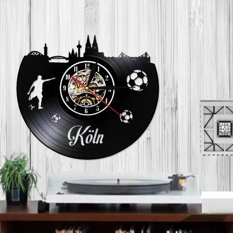 Kӧln Skyline Vintage Vinyl Record Wall Clock Cologne Cityscape Scenery Wall Watch Silent Non Ticking Germany Traveling Gift