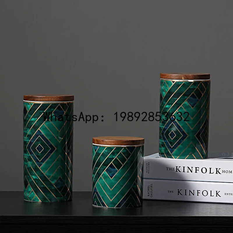 

DSA Nordic light luxury high emerald sealed ceramic jar scented tea storage jar