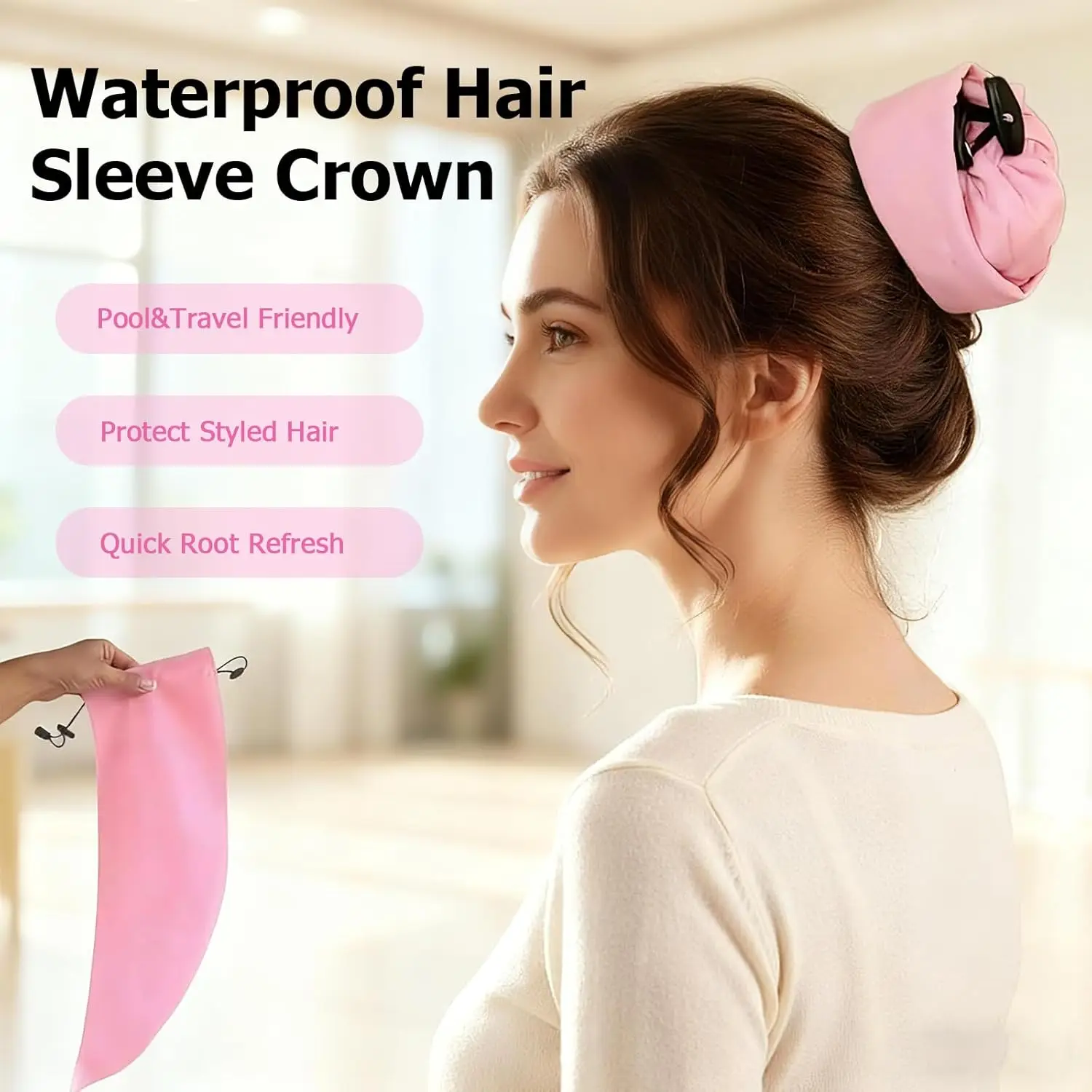 قبعة دش لغسل التاج، أساور شعر مقاومة للماء للشعر الطويل، قبعة استحمام قابلة لإعادة الاستخدام لغسل الضفائر، تحديث جذور الشعر بسرعة #5