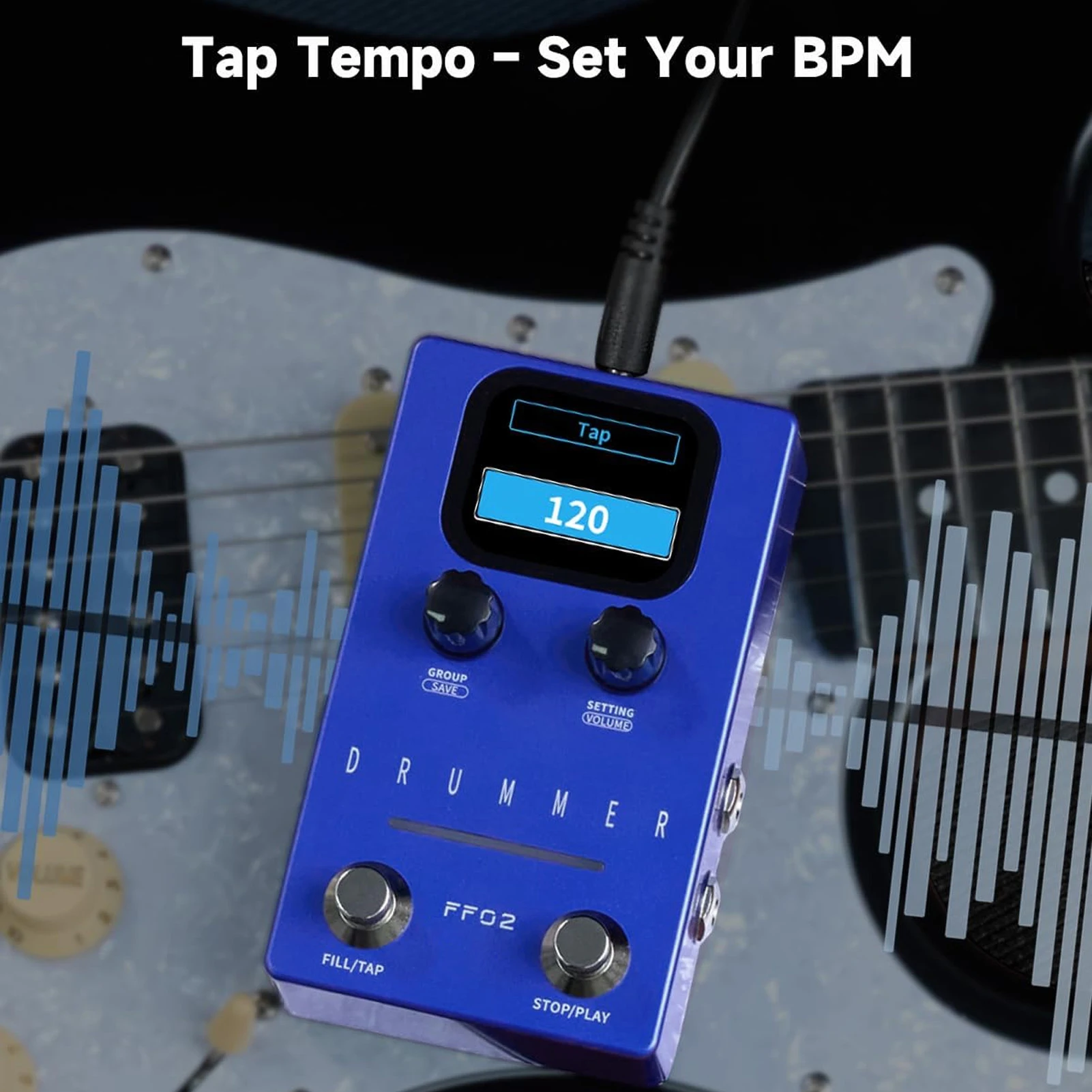 FLAMMA Drum Machine Gitarreneffektpedal 121 Drum Groove 11-Style Rhythmuspedal 66 anpassbare Schlitze Rhythmisches Gitarreneffektpedal