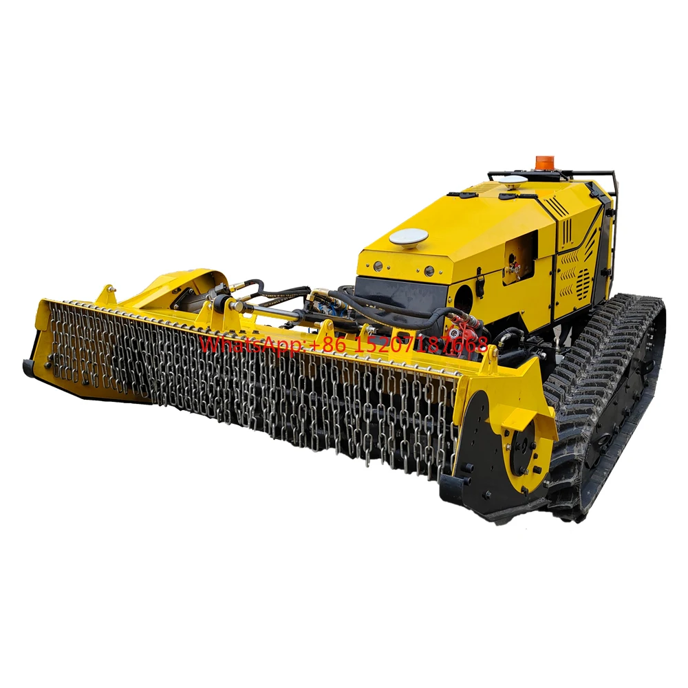 Remote Control Crawler Walking Mower Manufacturer Automatic Orchard Reclamation High Density Weed Mowing Crusher