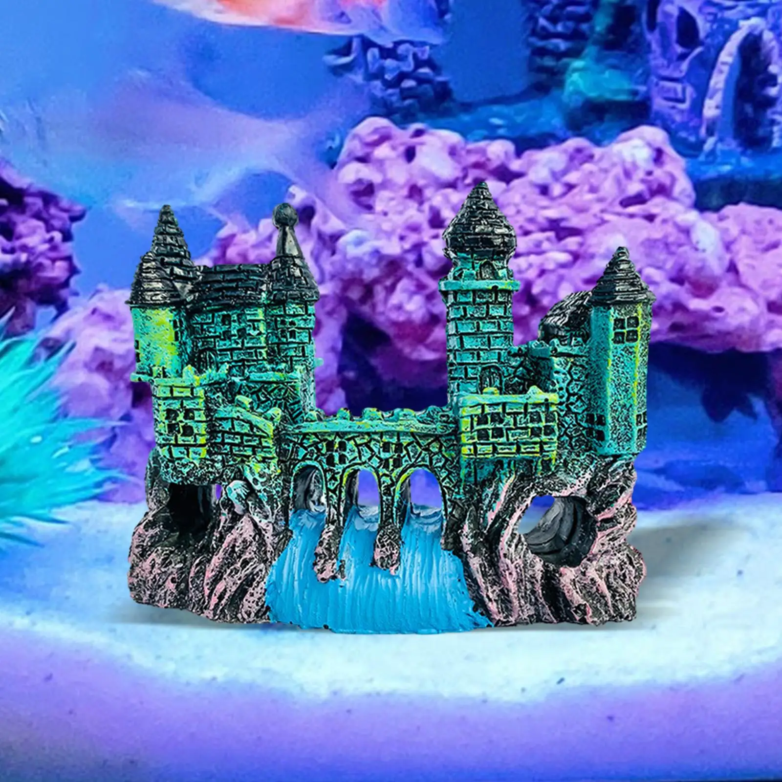 Aquarium Castle Medieval Castle Cave Castle Shelter for Betta Fish Reptile Saltwater Fish Tanks Plants Supplies Accessories