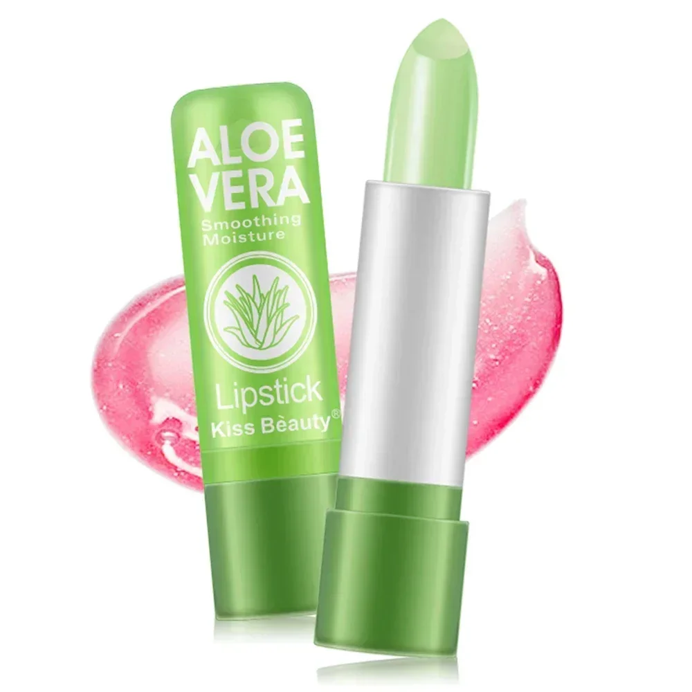 Moisturizing Aloe Vera Lipstick Temperature Color Changing Lip Balm Lasting Nourishing Lip Care Anti-drying Exfoliating Lipstick