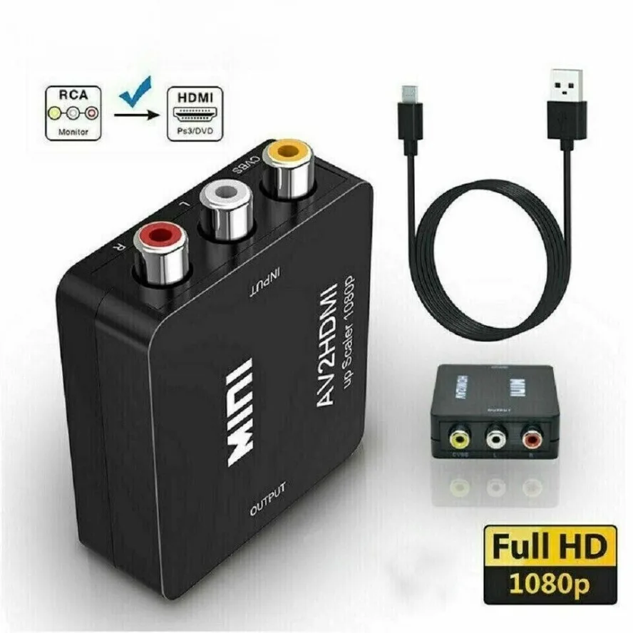 AV TO HDMI-compatible Adapter 1080P Video Composite Converter AV2HDMI-compatible RCA To HDTV CVSB L R Video Scaler Converter Box