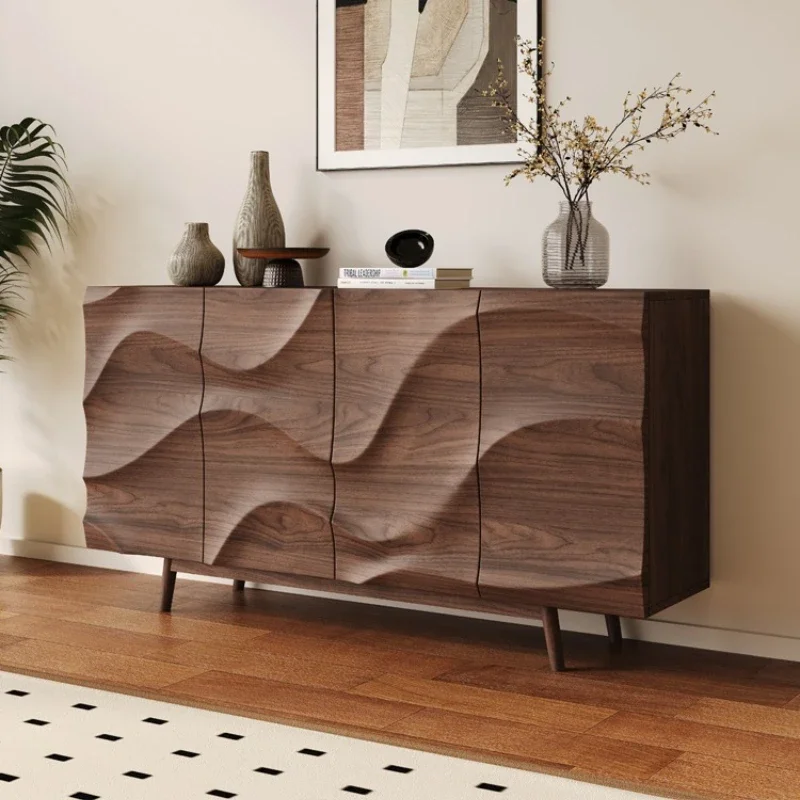 

Medieval style solid wood sideboard Walnut partition cabinet