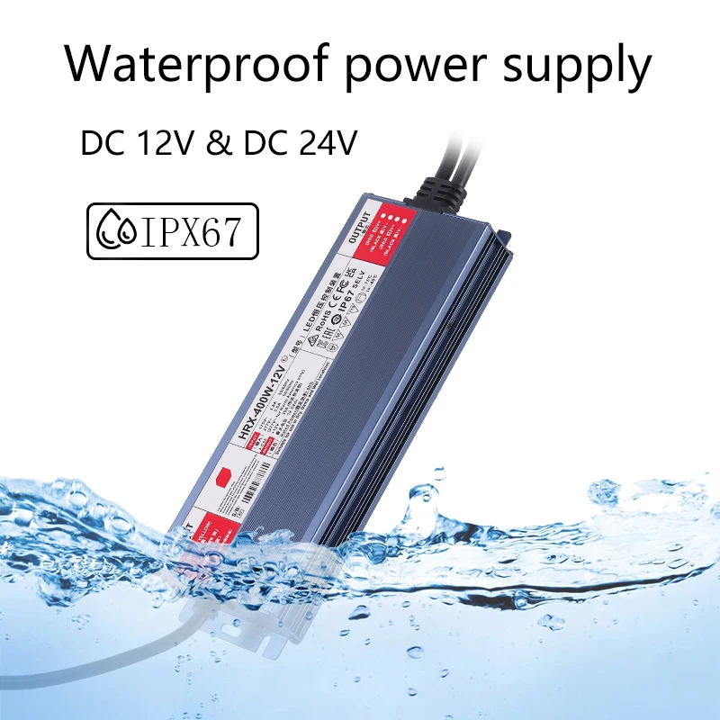 IP67 wodoodporny zasilacz transformator oświetleniowy AC100V ~ 277V na DC 12V 24V sterownik LED 100W 200W 300W 400W 500W adapter zewnętrzny