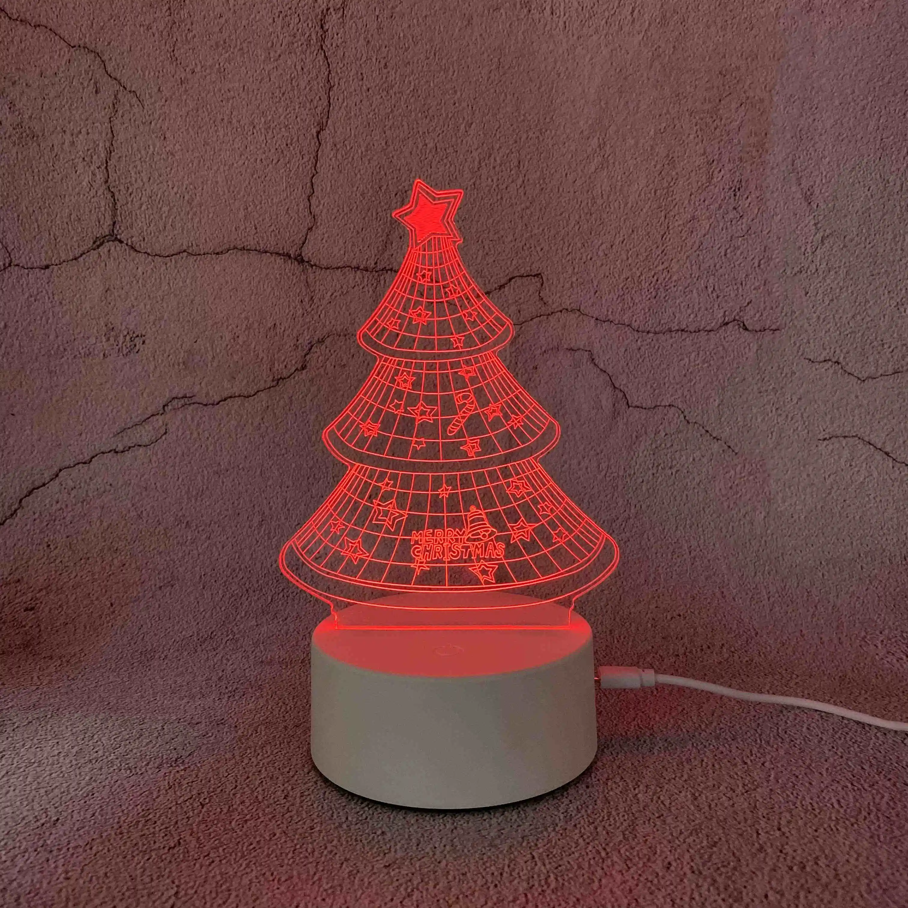 Árbol de Navidad colorido creativo, luz de mesita de noche 3D, enchufe de dormitorio, cama eléctrica, luz nocturna Simple