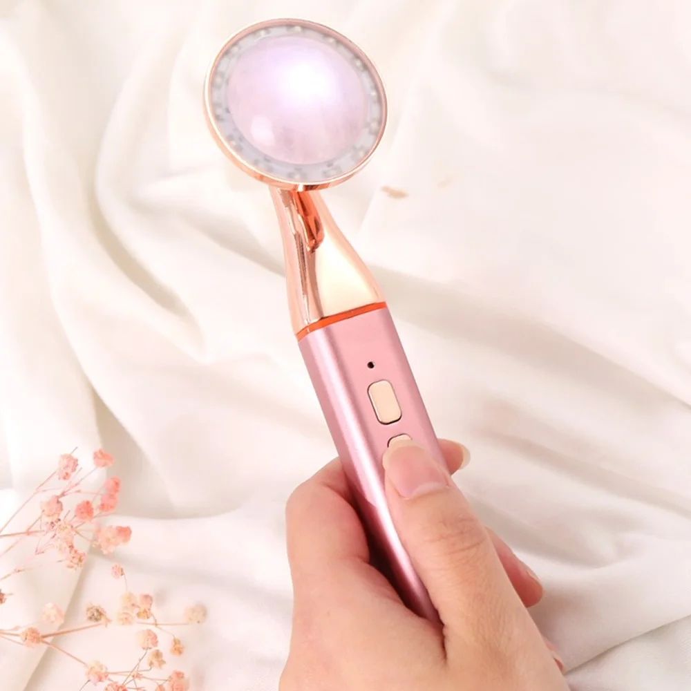 Led light Welded Jade Roller Crystal Face Roller Rose Quartz Facial Roller Face Massage