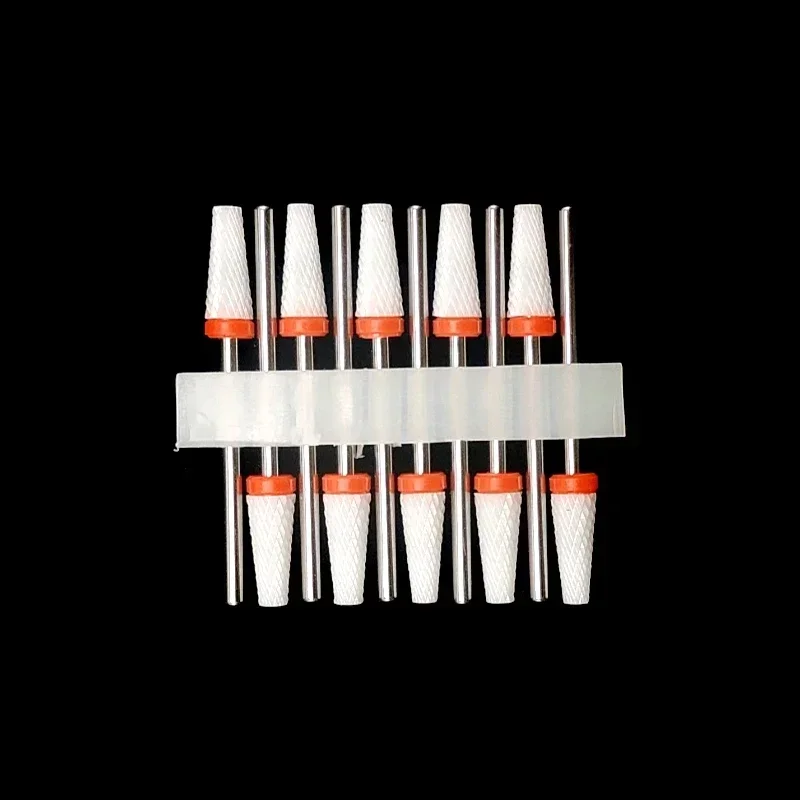 10 Keramikbohrer, Fräser, Zubehör für rotierende Nagellack-Schleifmaschinen, Zubehör für Überlaufentfernungswerkzeuge