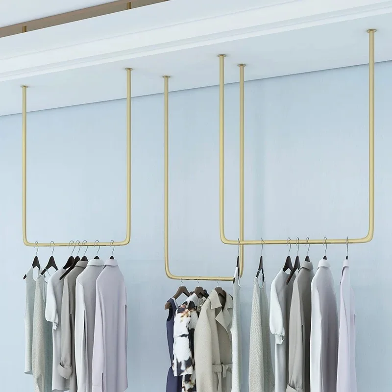 Custom.Modern Metall Decke Hängen Wand Kleidung Display Rack für Frauen Kleidung Shop Display Rack