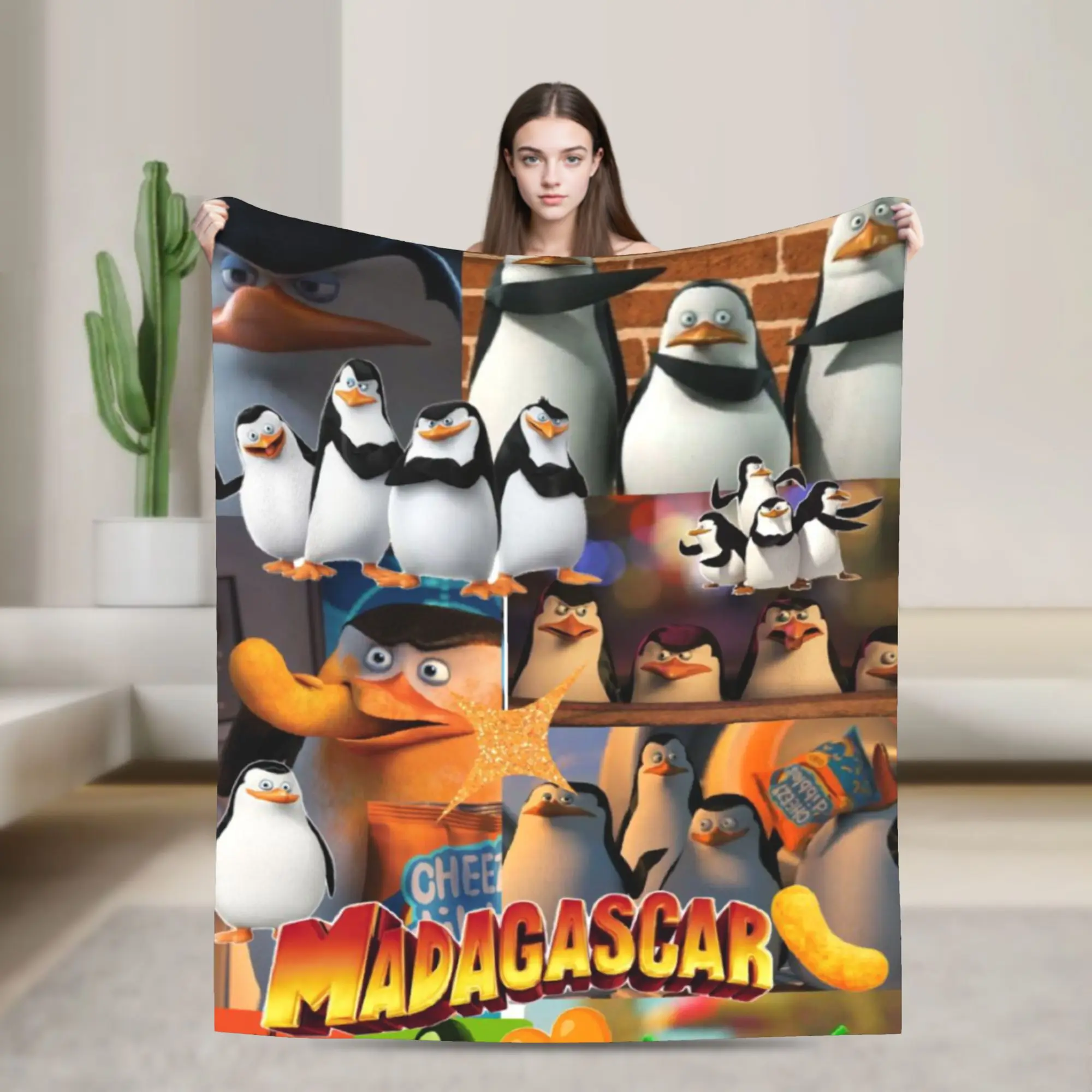 

Penguins of Madagascar Throw Blanket for Couch Soft Cozy Plush Blanket 50x60 Inches Multiple Sizes Bedspread for All Seasons