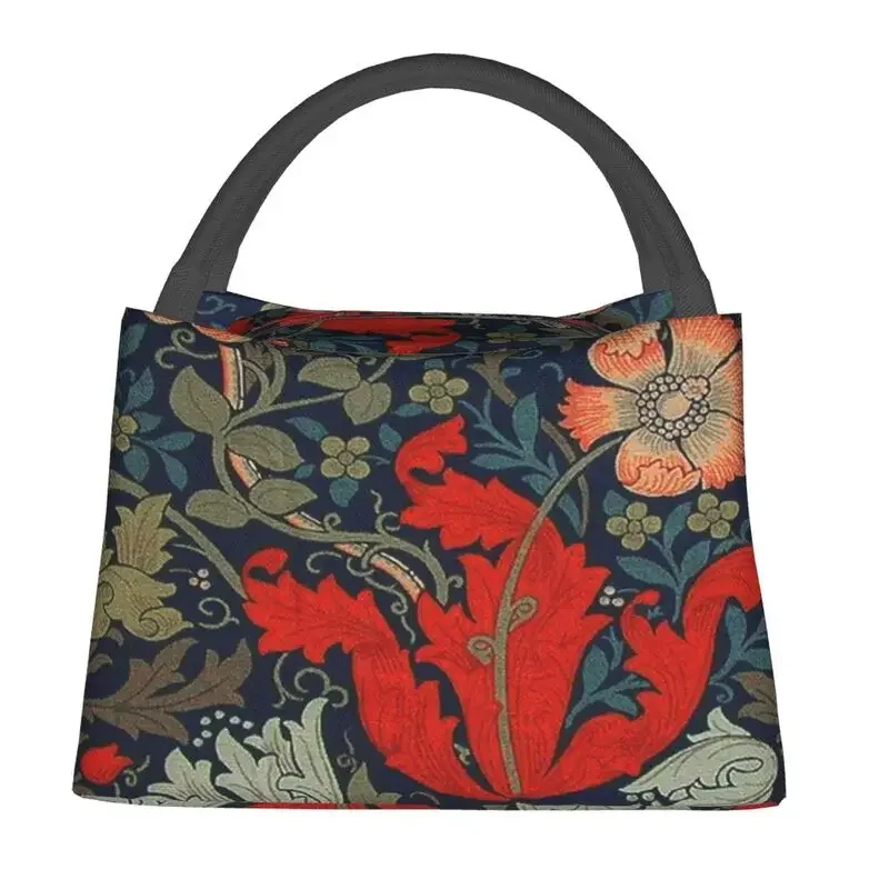 William Morris Compton Floral Art Nouveau Pattern Insulated Lunch Bag for Women Thermal Cooler Lunch Tote Beach Camping Travel