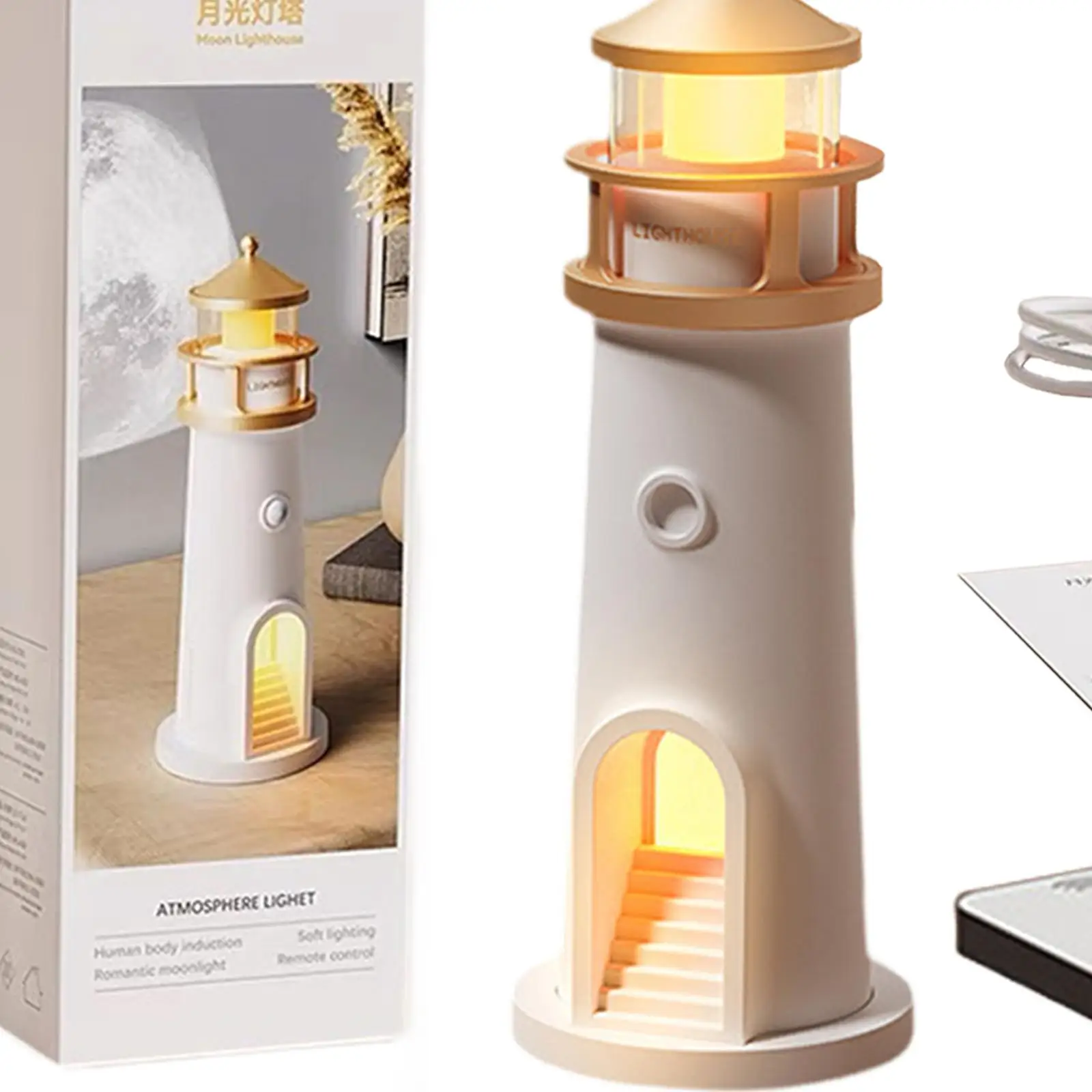 Lâmpada de projeção de luar em forma de farol para decoração de mesa de acampamento