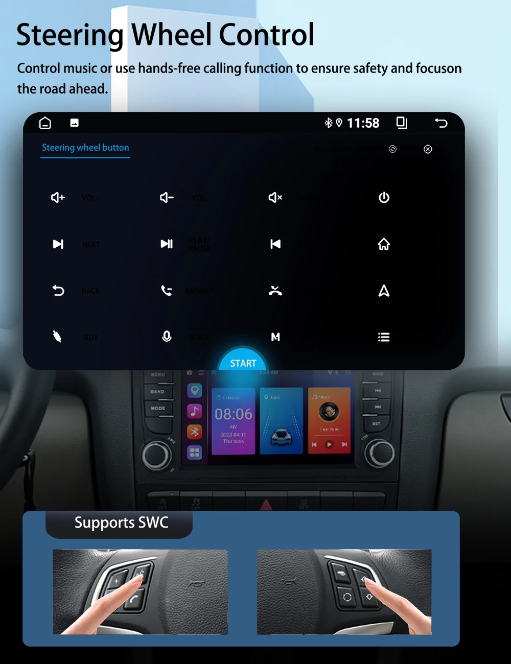 راديو تلقائي 7 بوصة Android13 لأودي A3 8P 2003-2010 S3 RS3 Carplay سيارة الوسائط المتعددة RDS WIFI GPS 2din Autoradio AI صوت 8 النوى