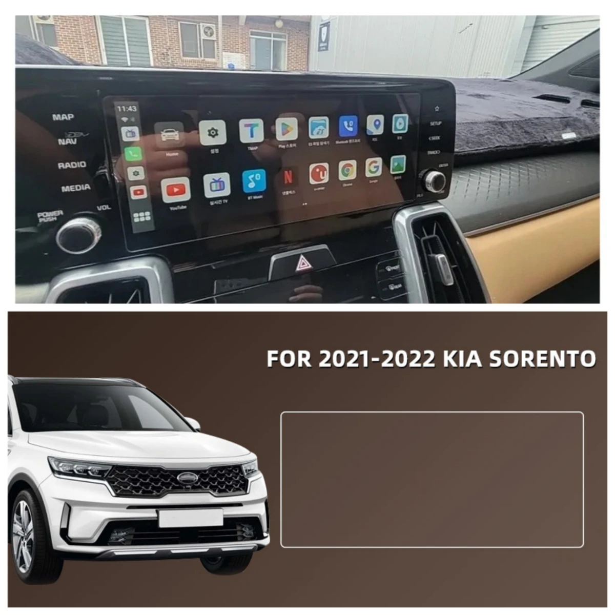 Filme de vidro temperado para kia sorento mq4 2021 2022 protetor de tela de navegação do carro estilo do carro acessórios interiores