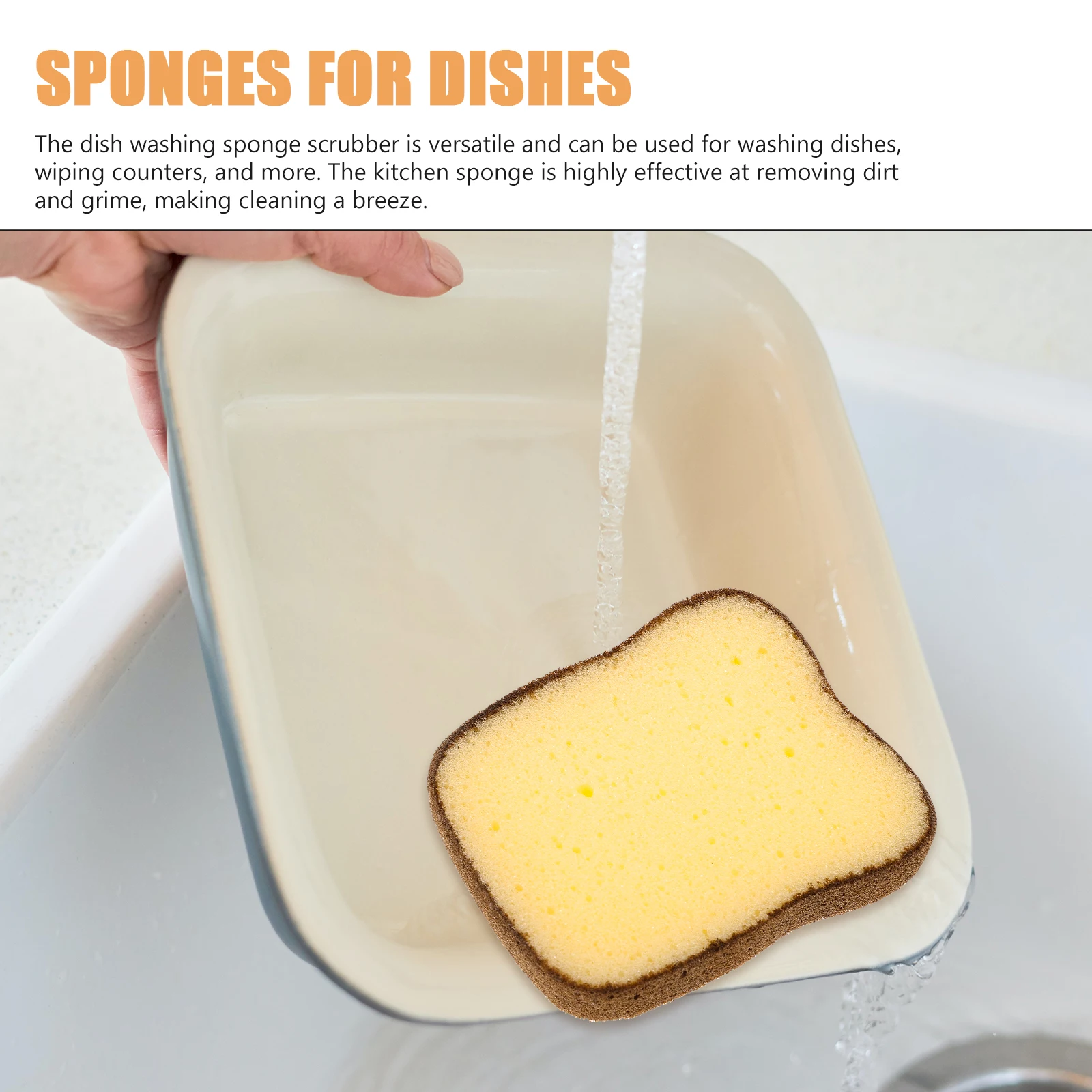 

2pcs White Core Double Sided Cleaning Sponge Kitchen Dishwashing Scrub Pad Reusable Sponges for Dishes Counters