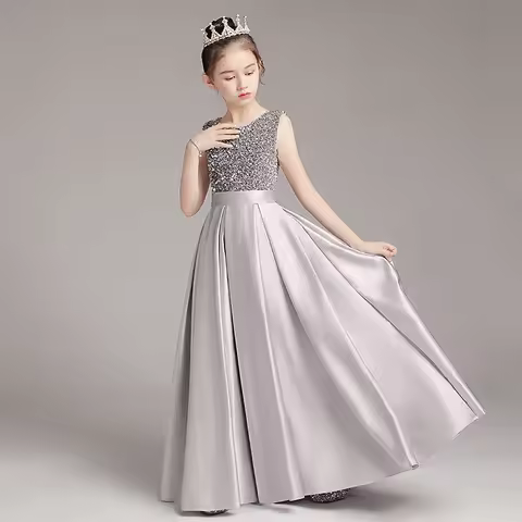 2024 Baby Girls Dress Piano Competition Costume Clothing Fashion Princess Dresses Evening Birthday Party Dresses Children Gifts