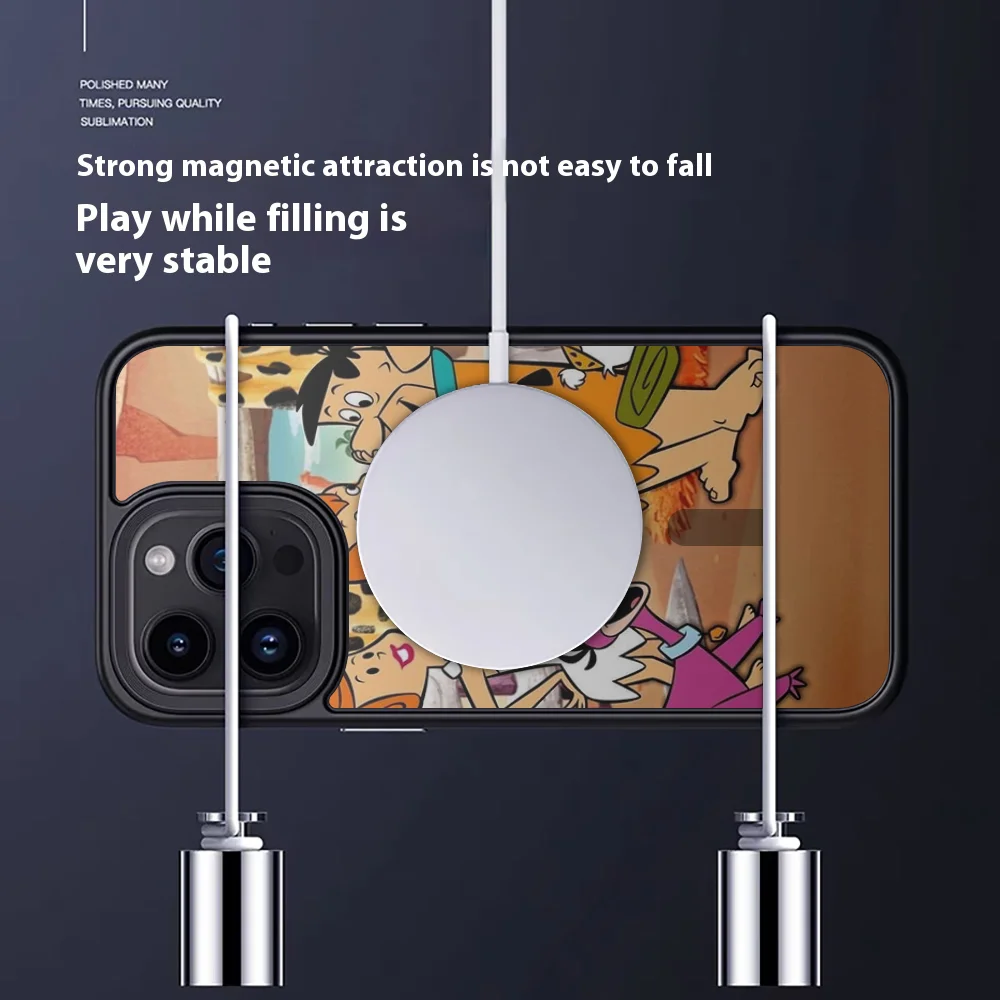 Cartoon The F-Flintstones Phone Case For IPhone 15 14 13 Pro Max 11 12 Mini Alex Mirror For Magsafe Wireless Charging Cover