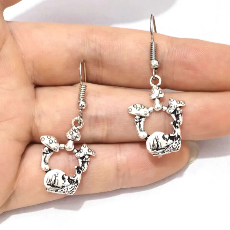 1pair New Nature Lucky Snail Skull Mushroom Earring for Women