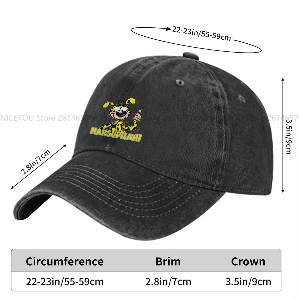 Pure Color Dad Hats Awesome For Movie Fans Women's Hat Sun Visor Baseball Caps Marsupilami Cartoon Peaked Cap