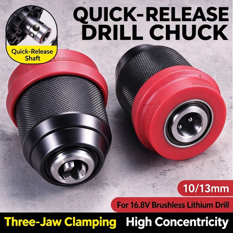 Ratchet Self Locking Drill Chuck Keyless Metal Drill Bit Adapter for Electric Impact Drill 10-13mm Quick Change Conversion Tool