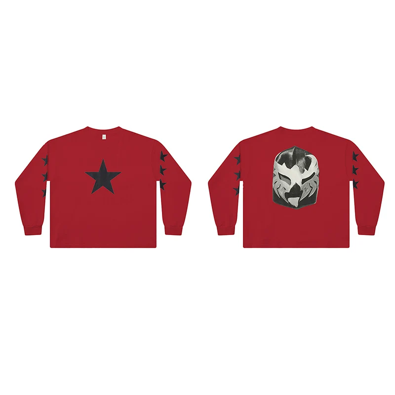 YZY Bully Long Sleeve T-Shirt Vintage Trendy Kanye West Style Flag