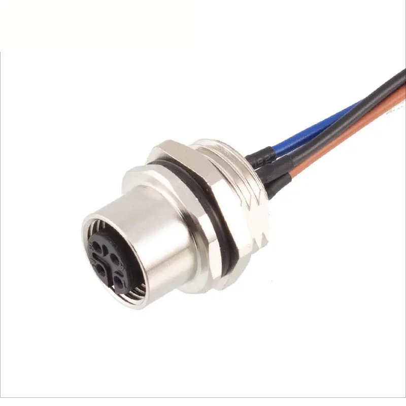 IP67 Cable Connector M12 Plug Metal 2 3 4 5 Pin Shielded Panel Mount Male Female Connectors Adapter Socket with 30cm Wire