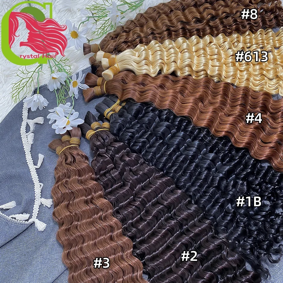 Bundles No Weft for Boho Braids 100% Human Hair Extension Bundles Braiding Vietnamese Hair Human 27/613 Highlight Deep Wave Hair
