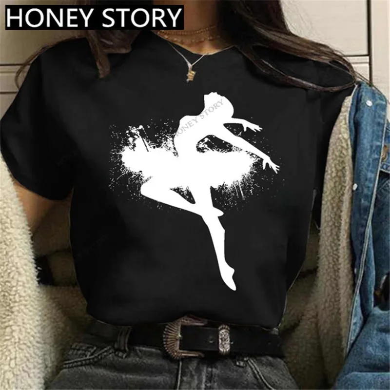 

Cotton 100% Fashion Born To Dance Letters Print Women Tshirt Casual Dancing Ballet O-Neck Summer Harajuku T Shirt Camisas Mujer