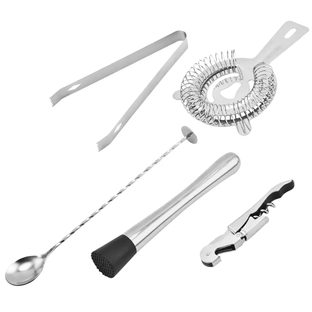 

Cocktail Tools Bartending Gadgets Stainless Steel Drink Mixer Shaker Muddler Cocktail Shaker Tool Kit Ice Tong Barware