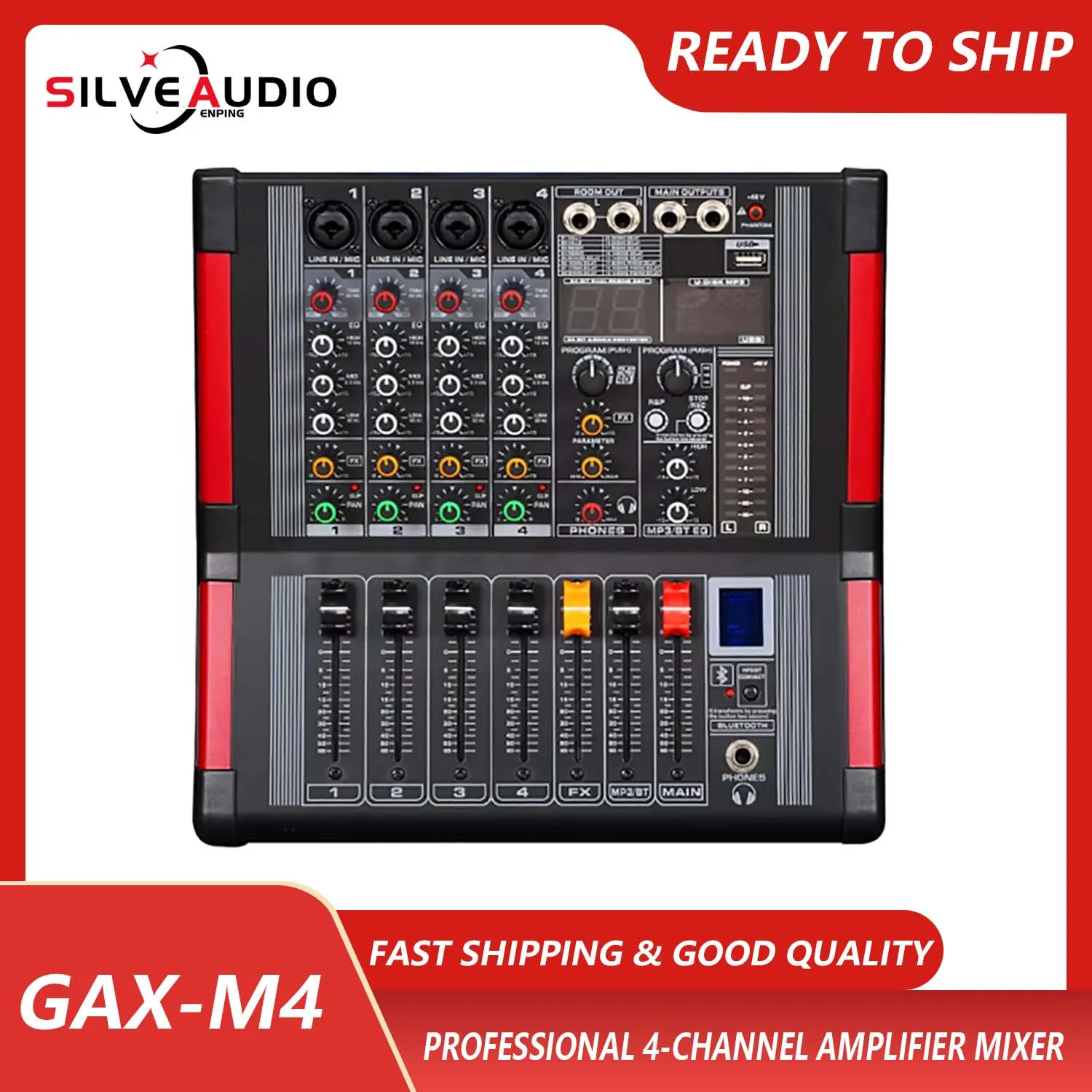 

GAX-M4 high-quality professional amplifier mixer 4-channel mixer audio with BT