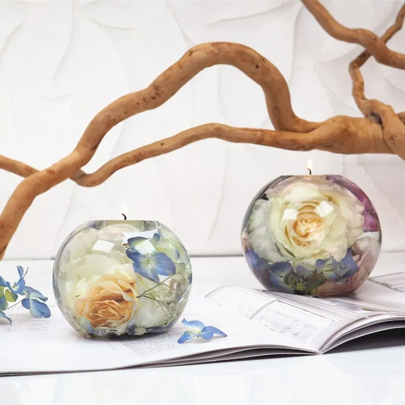 DIY Crystal Resin Silicone Mold Round Ball Candlestick Ornament Mirror Candle Holder Home Decoration Silicone Molds For Resin