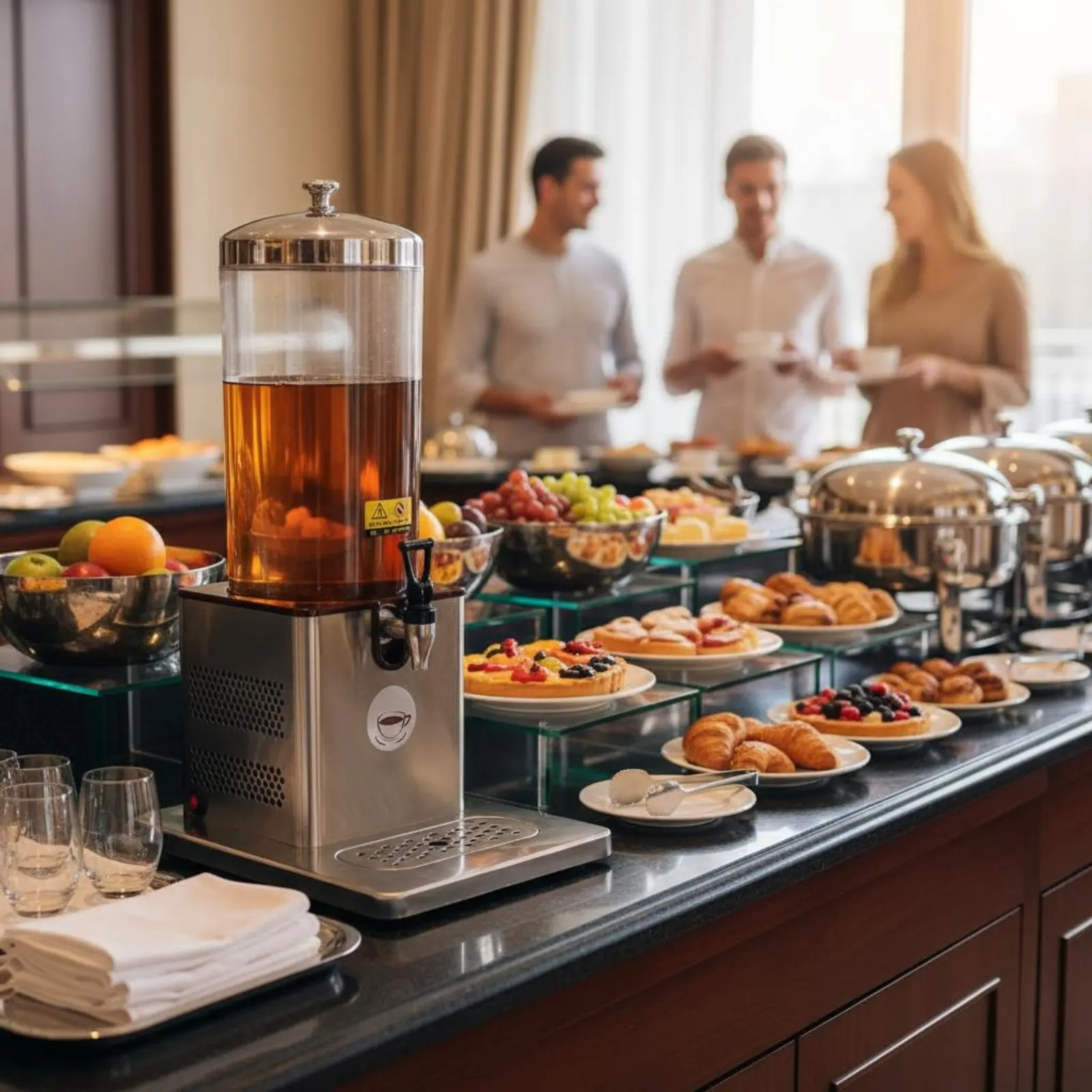 

Электрический диспенсер для горячих и холодных напитков большой емкости из нержавеющей стали с функцией слива