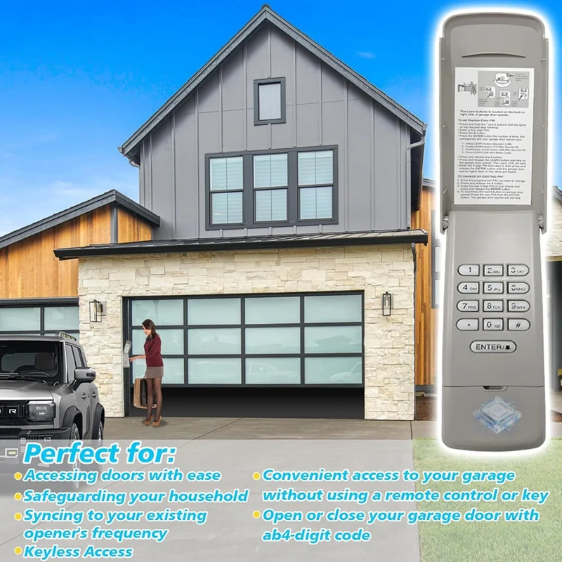 Universal Garage Door Opener Keypad Wireless And Keyless Entry System For Liftmaster Chamberlain Craftsman Opener