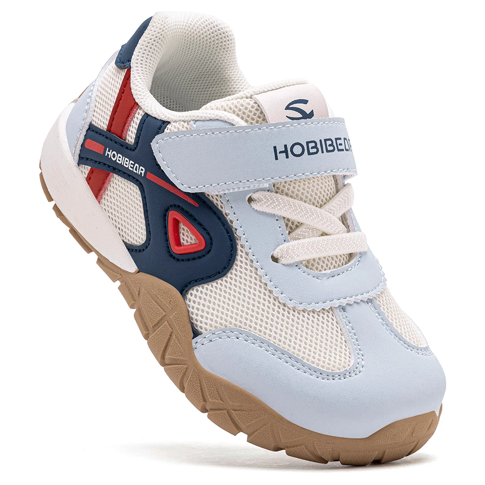 HOBIBEAR Kleinkind-Sneaker mit breiter Zehenpartie, Wanderschuhe, Trekking- und Outdoor-Wanderschuhe, mit Klettverschluss, Kunstleder-Mesh-Laufsneaker – Detail 3