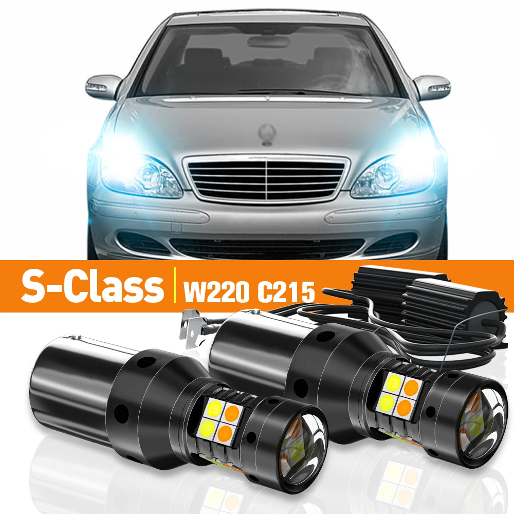 

2x LED Dual Mode Turn Signal+Daytime Running Light DRL For Mercedes Benz S-Class W220 C215 1998-2006 Accessories Canbus