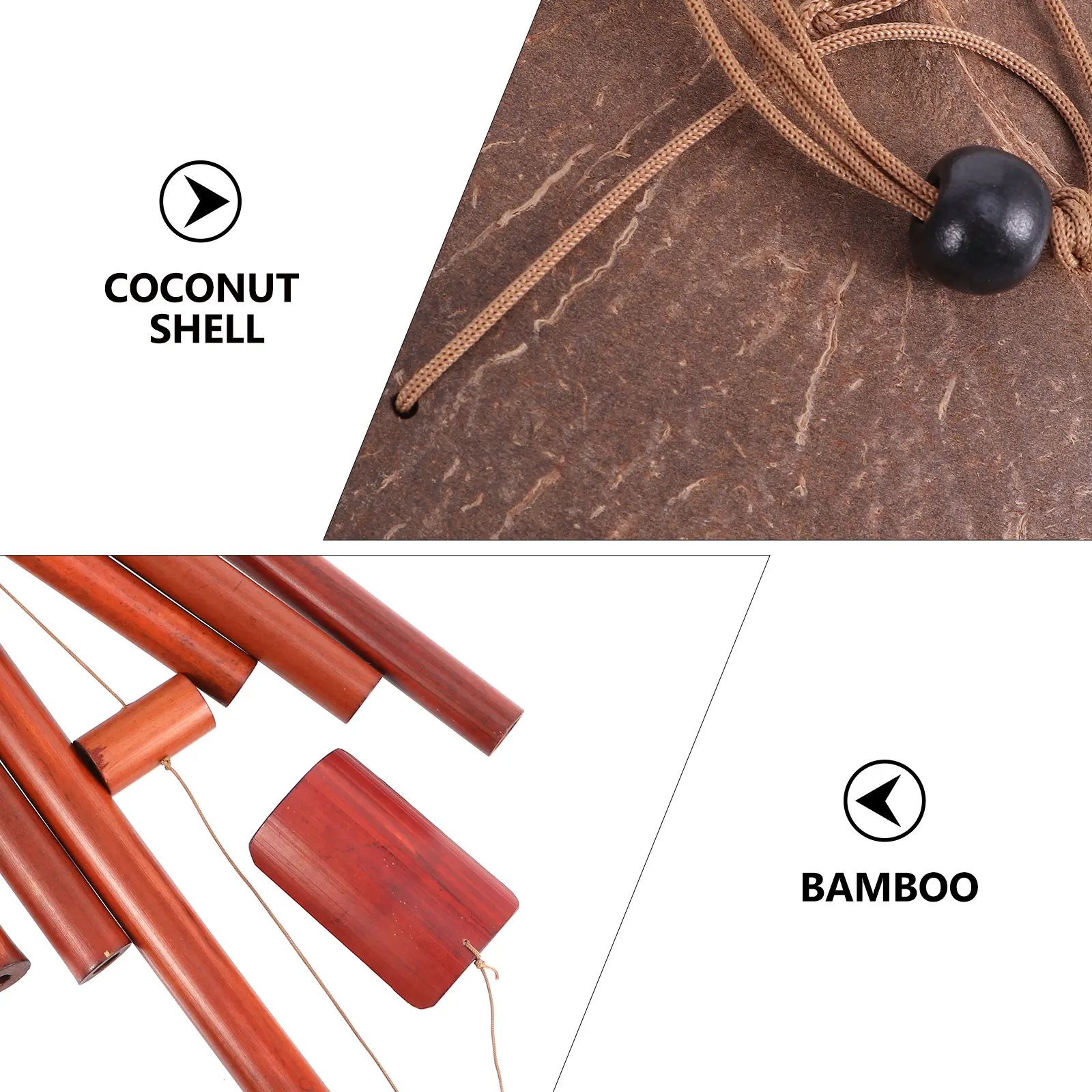 

1pc Bamboo Wind Chimes Coconut Shell Melodic Hanging Decor For Home Office Shop Stress Relief Eco-Friendly Wooden Tone