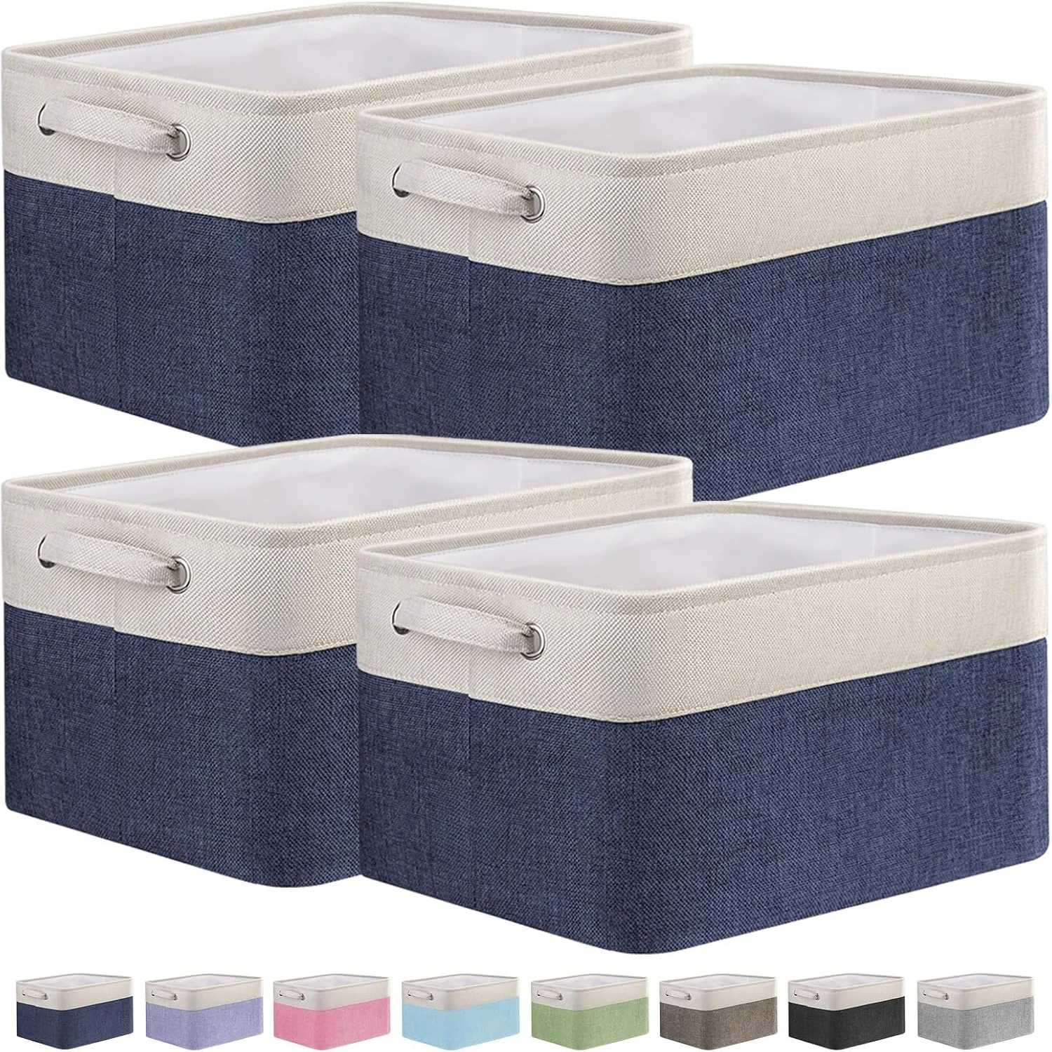 

4 Pack Fabric Storage Bins Storage Basket Closet Shelf Organizer for Closet Organizing, Decorative Large Linen Closet Organizers