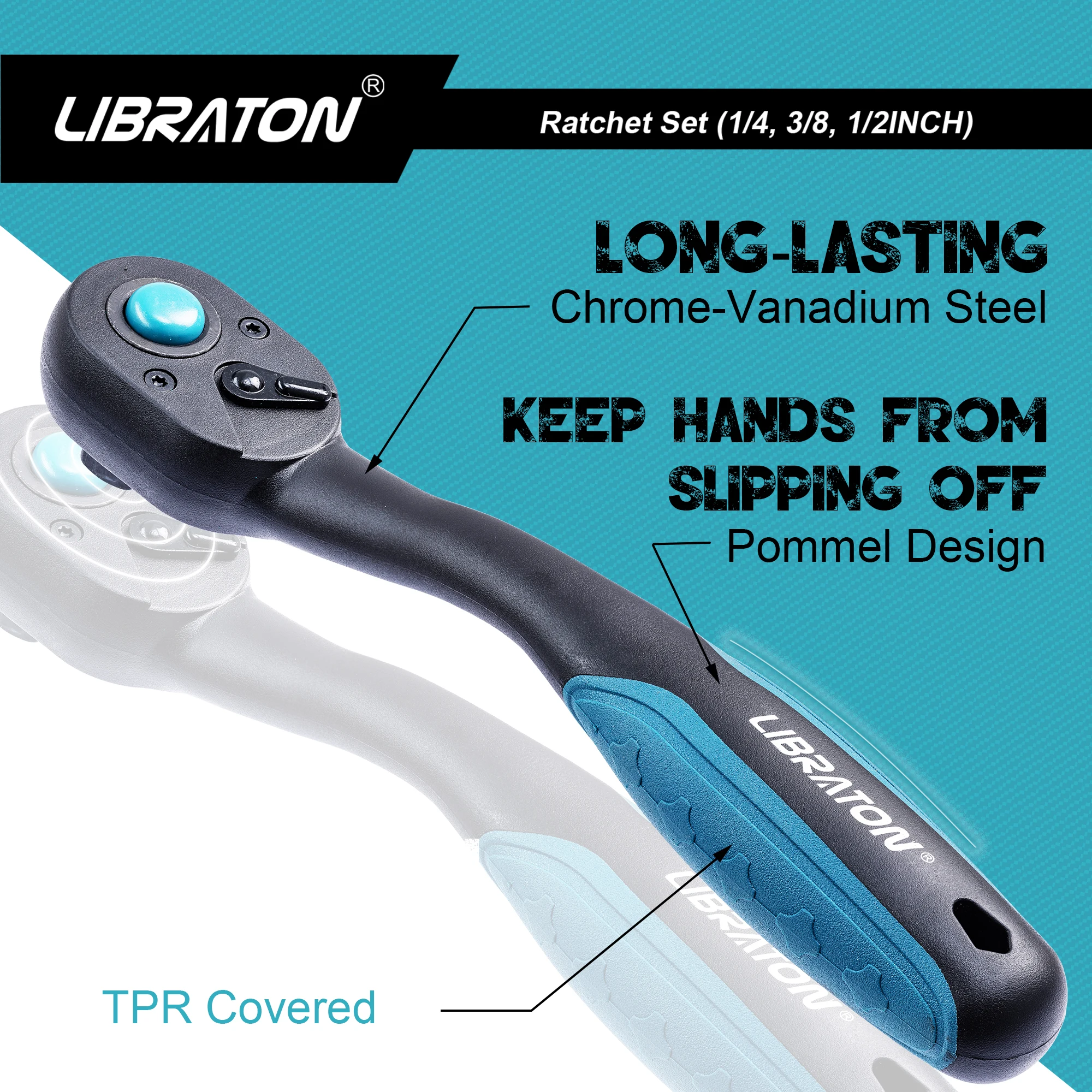 Imagem -03 - Ratchet Ratchet Conjunto com Aperto de Conforto para Manutenção Doméstica e Reparação Automóvel Ratchet Handle 14 38 12 Pack