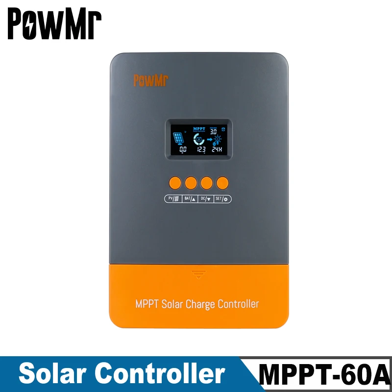 PowMr MPPT 60A Solar Charger Controller 12V 24V 36V 48V Auto Lifepo4 Battery Charger Solar Panel Regulator Max PV Input 160VDC