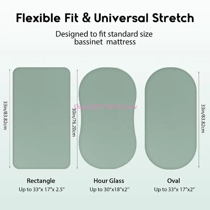 R6FD Toddlers Bassinet Sheet for Oval Rectangle Mattress Breathable Baby Fitted Sheet