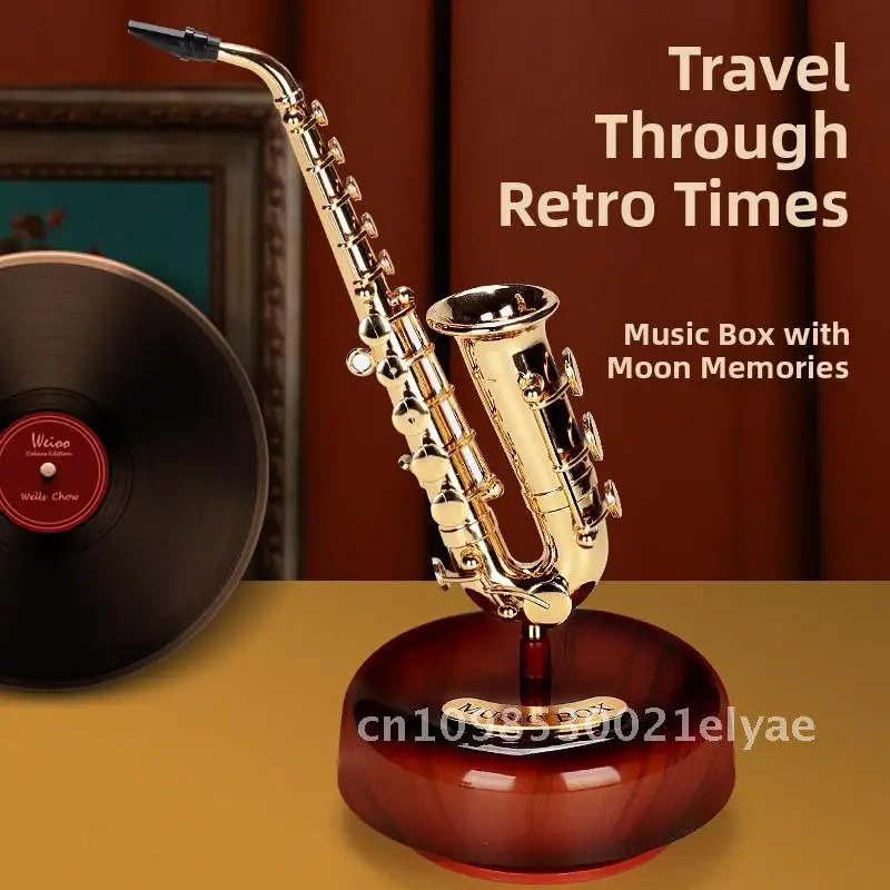 

Violin music box, music box model, saxophone, guitar, pipa ornament, birthday gift, New Year's gift