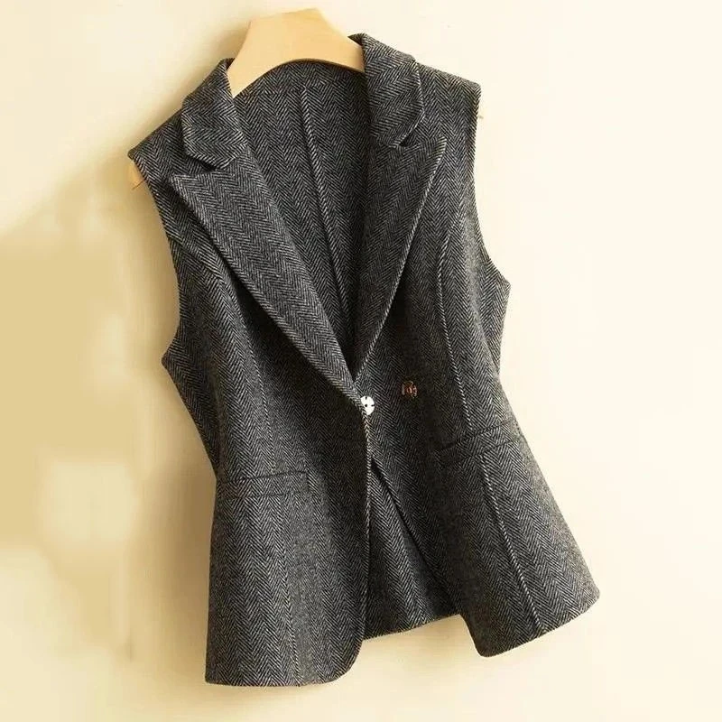 2023 Autumn Winter New Women Jacket Double Face Woolen Vest Female Korean Version Loose Woolen Vest Ladies Casual Waistcoat Vest