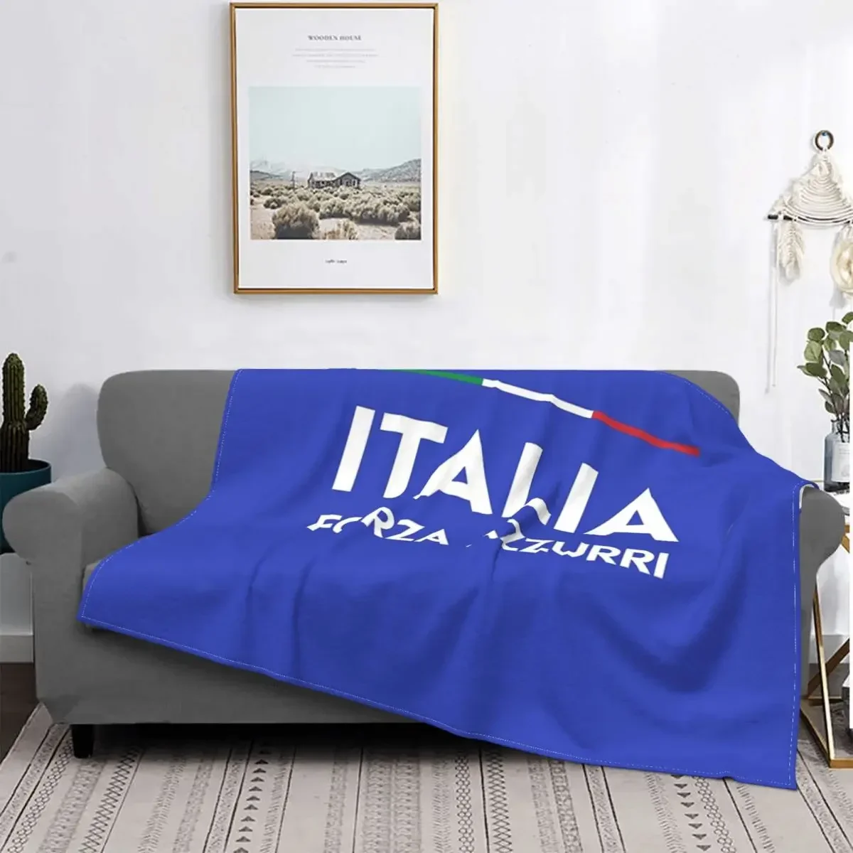 Italy Italian Forza Azzurri Blanket Bedspread Bed Plaid Bed Cover Bedspread 90 Muslin Blanket Children'S Cover