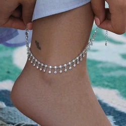 2023 Trendy Big Rhinestone Pendant Anklet Bracelet For Women Bling Bling Simple Crystal Tennis Ankle Chain Party Jewelry Gifts
