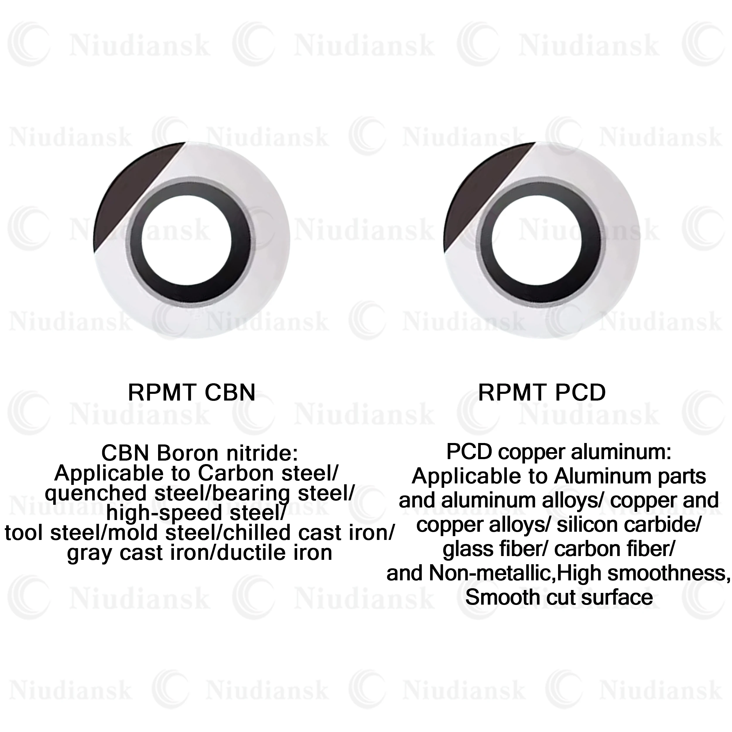 Diamond Blade Cubic Boron Nitride High-quality RPMT10T3 CBN Quenched Steel RPMT10T3 PCD Copper Aluminum R5 Round Blade CNC Tools